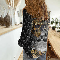 Skull Pattern Women Casual Shirt Love and Death - Wonder Print Shop