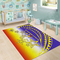Campione d’Italia Area Rug with Yellow Purple Star Design and Town Crest - Wonder Print Shop