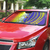 Campione d’Italia Auto Sun Shade with Yellow Purple Star Design and Town Crest - Wonder Print Shop
