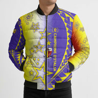 Campione d’Italia Bomber Puffer Jacket with Yellow Purple Star Design and Town Crest - Wonder Print Shop