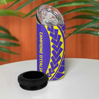Campione d’Italia 4 in 1 Can Cooler Tumbler with Yellow Purple Star Design and Town Crest - Wonder Print Shop