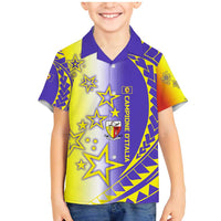 Campione d’Italia Family Matching Mermaid Dress and Hawaiian Shirt with Yellow Purple Star Design and Town Crest - Wonder Print Shop