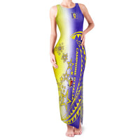 Campione d’Italia Family Matching Tank Maxi Dress and Hawaiian Shirt with Yellow Purple Star Design and Town Crest - Wonder Print Shop