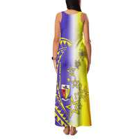 Campione d’Italia Family Matching Tank Maxi Dress and Hawaiian Shirt with Yellow Purple Star Design and Town Crest - Wonder Print Shop