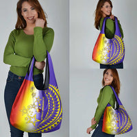Campione d’Italia Grocery Bag with Yellow Purple Star Design and Town Crest - Wonder Print Shop