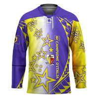 Campione d’Italia Hockey Jersey with Yellow Purple Star Design and Town Crest - Wonder Print Shop