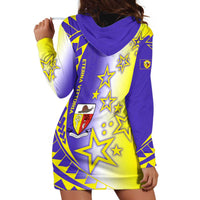 Campione d’Italia Hoodie Dress with Yellow Purple Star Design and Town Crest - Wonder Print Shop