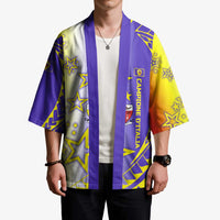 Campione d’Italia Kimono with Yellow Purple Star Design and Town Crest - Wonder Print Shop