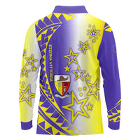 Campione d’Italia Long Sleeve Polo Shirt with Yellow Purple Star Design and Town Crest - Wonder Print Shop