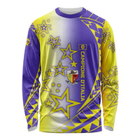 Campione d’Italia Long Sleeve Shirt with Yellow Purple Star Design and Town Crest - Wonder Print Shop
