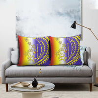 Campione d’Italia Pillow Cover with Yellow Purple Star Design and Town Crest - Wonder Print Shop