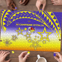 Campione d’Italia Puzzle with Yellow Purple Star Design and Town Crest - Wonder Print Shop
