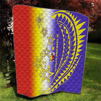 Campione d’Italia Quilt with Yellow Purple Star Design and Town Crest - Wonder Print Shop