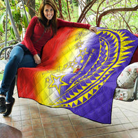 Campione d’Italia Quilt with Yellow Purple Star Design and Town Crest - Wonder Print Shop