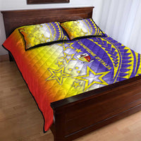 Campione d’Italia Quilt Bed Set with Yellow Purple Star Design and Town Crest - Wonder Print Shop