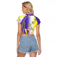 Campione d’Italia Raglan Cropped T Shirt with Yellow Purple Star Design and Town Crest - Wonder Print Shop