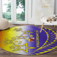 Campione d’Italia Round Carpet with Yellow Purple Star Design and Town Crest - Wonder Print Shop
