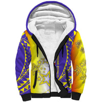Campione d’Italia Sherpa Hoodie with Yellow Purple Star Design and Town Crest - Wonder Print Shop