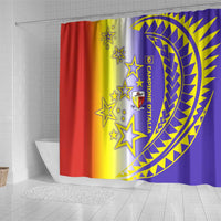 Campione d’Italia Shower Curtain with Yellow Purple Star Design and Town Crest - Wonder Print Shop