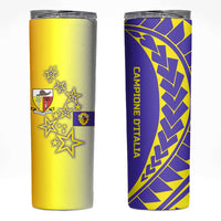 Campione d’Italia Skinny Tumbler with Yellow Purple Star Design and Town Crest - Wonder Print Shop