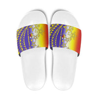 Campione d’Italia Slide Sandals with Yellow Purple Star Design and Town Crest - Wonder Print Shop
