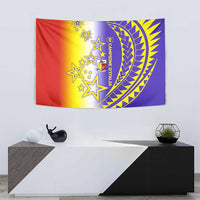 Campione d’Italia Tapestry with Yellow Purple Star Design and Town Crest - Wonder Print Shop