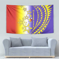 Campione d’Italia Tapestry with Yellow Purple Star Design and Town Crest - Wonder Print Shop