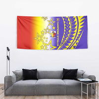 Campione d’Italia Tapestry with Yellow Purple Star Design and Town Crest - Wonder Print Shop