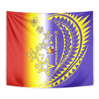 Campione d’Italia Tapestry with Yellow Purple Star Design and Town Crest - Wonder Print Shop