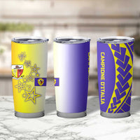 Campione d’Italia Tumbler Cup with Yellow Purple Star Design and Town Crest - Wonder Print Shop