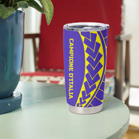 Campione d’Italia Tumbler Cup with Yellow Purple Star Design and Town Crest - Wonder Print Shop