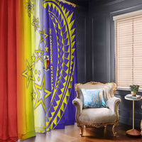 Campione d’Italia Window Curtain with Yellow Purple Star Design and Town Crest - Wonder Print Shop