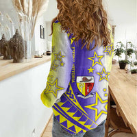 Campione d’Italia Women Casual Shirt with Yellow Purple Star Design and Town Crest - Wonder Print Shop