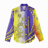 Campione d’Italia Women Casual Shirt with Yellow Purple Star Design and Town Crest - Wonder Print Shop