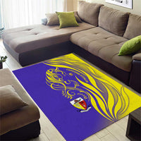 Campione d’Italia Area Rug with Yellow Horse Graphic and Purple Flame Crest - Wonder Print Shop