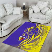 Campione d’Italia Area Rug with Yellow Horse Graphic and Purple Flame Crest - Wonder Print Shop