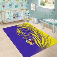 Campione d’Italia Area Rug with Yellow Horse Graphic and Purple Flame Crest - Wonder Print Shop