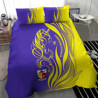 Campione d’Italia Bedding Set with Yellow Horse Graphic and Purple Flame Crest - Wonder Print Shop