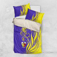 Campione d’Italia Bedding Set with Yellow Horse Graphic and Purple Flame Crest - Wonder Print Shop
