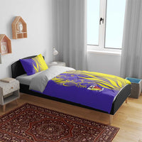 Campione d’Italia Bedding Set with Yellow Horse Graphic and Purple Flame Crest - Wonder Print Shop