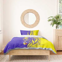 Campione d’Italia Bedding Set with Yellow Horse Graphic and Purple Flame Crest - Wonder Print Shop