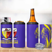 Campione d’Italia 4 in 1 Can Cooler Tumbler with Yellow Horse Graphic and Purple Flame Crest - Wonder Print Shop