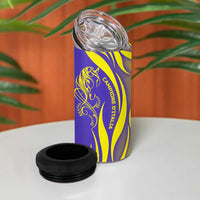 Campione d’Italia 4 in 1 Can Cooler Tumbler with Yellow Horse Graphic and Purple Flame Crest - Wonder Print Shop