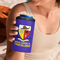 Campione d’Italia 4 in 1 Can Cooler Tumbler with Yellow Horse Graphic and Purple Flame Crest - Wonder Print Shop