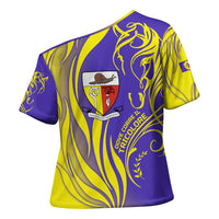 Campione d’Italia Cross Shoulder Shirt with Yellow Horse Graphic and Purple Flame Crest - Wonder Print Shop