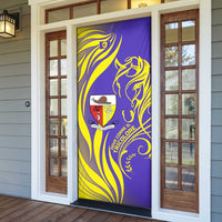 Campione d’Italia Door Cover with Yellow Horse Graphic and Purple Flame Crest - Wonder Print Shop