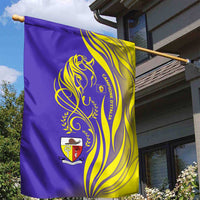 Campione d’Italia Garden Flag with Yellow Horse Graphic and Purple Flame Crest - Wonder Print Shop