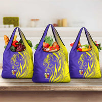 Campione d’Italia Grocery Bag with Yellow Horse Graphic and Purple Flame Crest - Wonder Print Shop