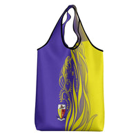 Campione d’Italia Grocery Bag with Yellow Horse Graphic and Purple Flame Crest - Wonder Print Shop
