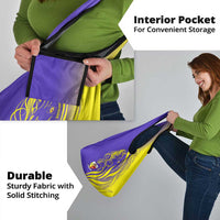 Campione d’Italia Grocery Bag with Yellow Horse Graphic and Purple Flame Crest - Wonder Print Shop